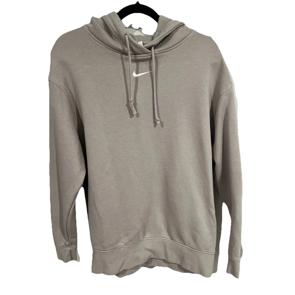 Nike Hoodie Womens M Gray Pullover Center Swoosh Logo Athletic Sweatshirt Sz XS
